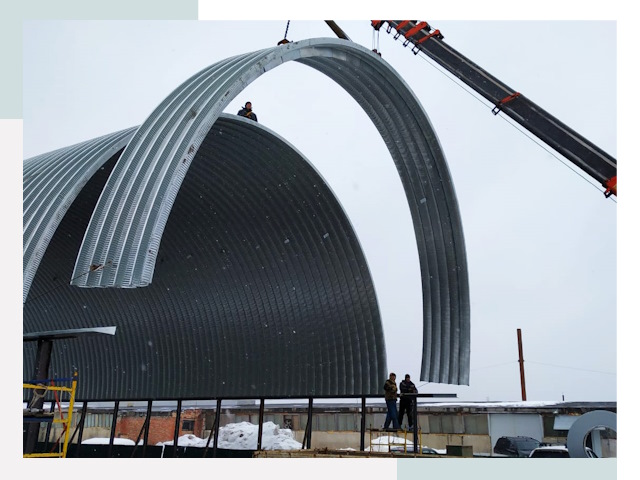 Полукруглые ангары в Белове